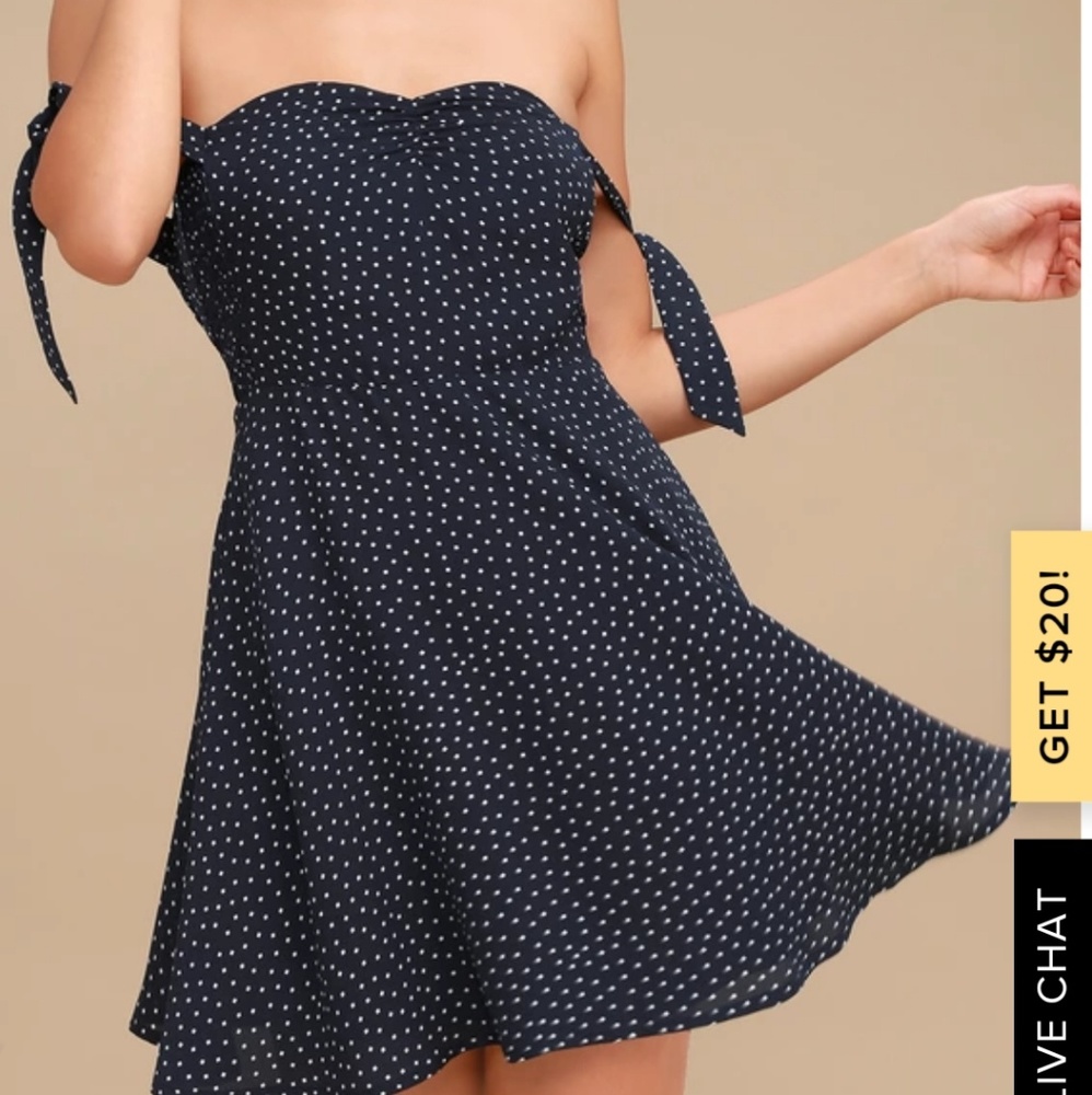 Twirl Me Around Navy Blue Print Dress